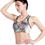 Hipster Pug Print Women's Sports Bra