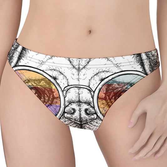 Hipster Pug Print Women's Thong