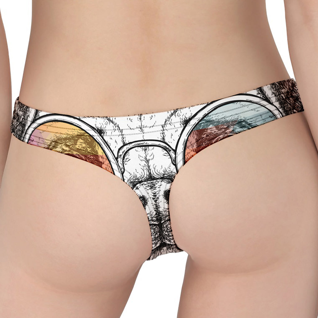 Hipster Pug Print Women's Thong