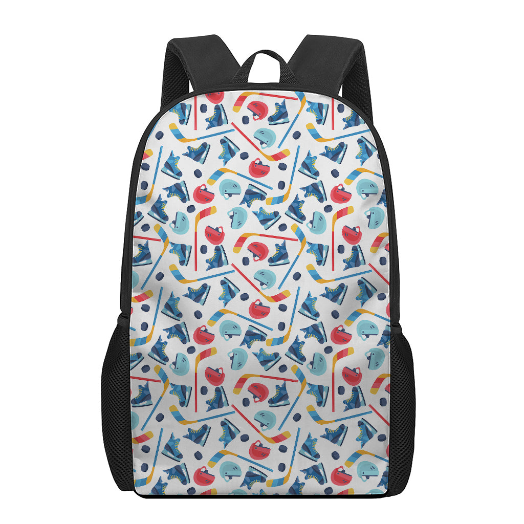 Hockey Equipment Pattern Print 17 Inch Backpack