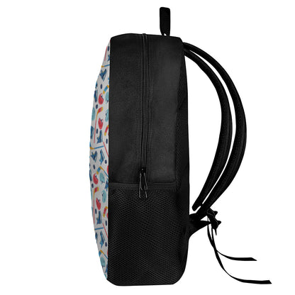 Hockey Equipment Pattern Print 17 Inch Backpack