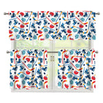 Hockey Equipment Pattern Print 3 Piece Kitchen Curtains