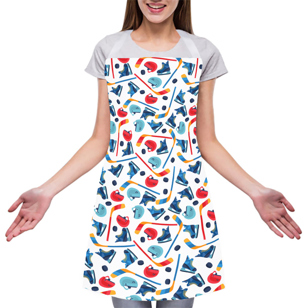 Hockey Equipment Pattern Print Adjustable Apron