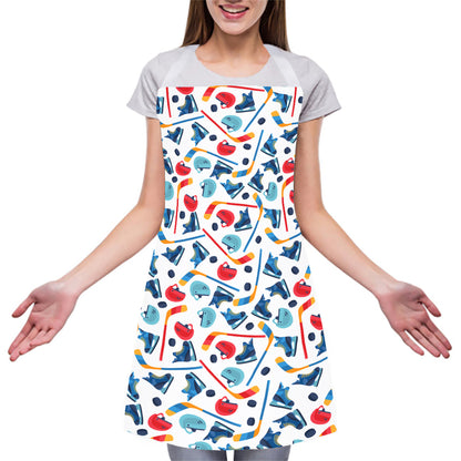 Hockey Equipment Pattern Print Adjustable Apron