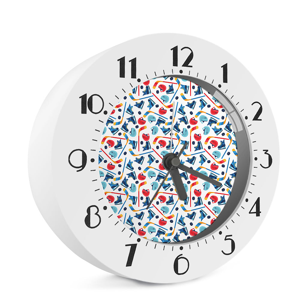 Hockey Equipment Pattern Print Alarm Clock