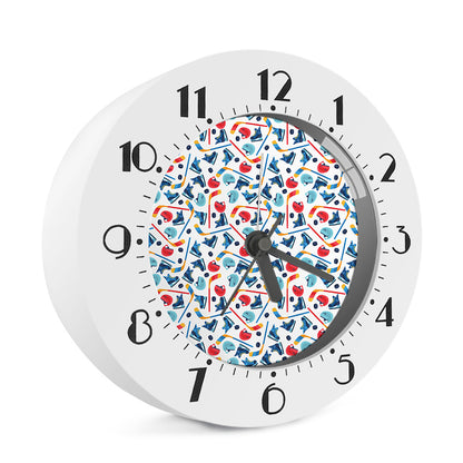 Hockey Equipment Pattern Print Alarm Clock