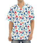 Hockey Equipment Pattern Print Aloha Shirt