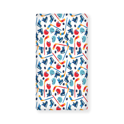 Hockey Equipment Pattern Print Baby Crib Sheet