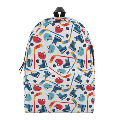Hockey Equipment Pattern Print Backpack