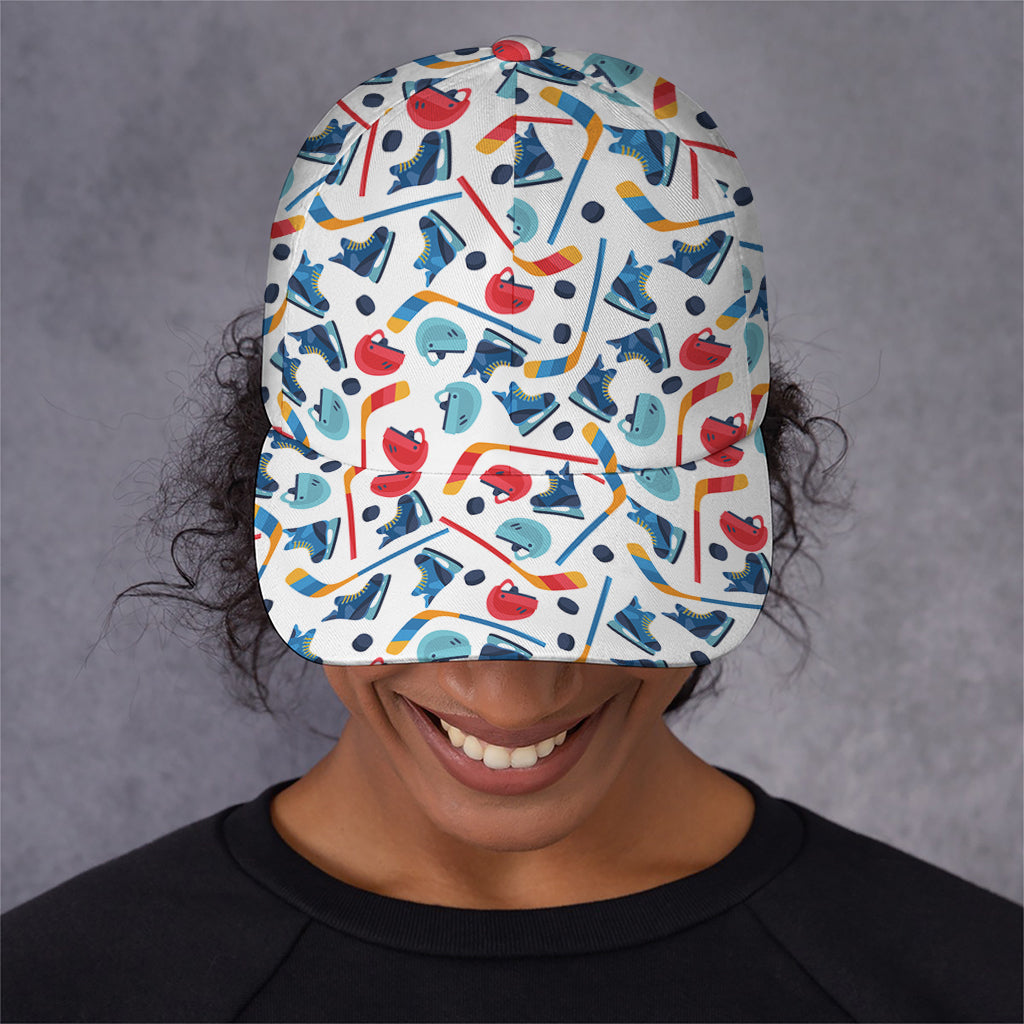 Hockey Equipment Pattern Print Baseball Cap