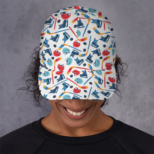Hockey Equipment Pattern Print Baseball Cap