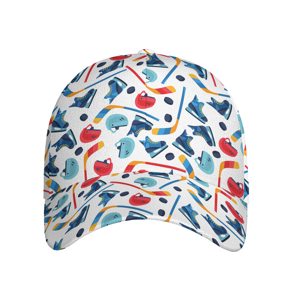Hockey Equipment Pattern Print Baseball Cap