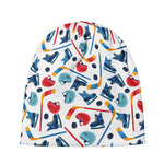 Hockey Equipment Pattern Print Beanie