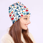 Hockey Equipment Pattern Print Beanie