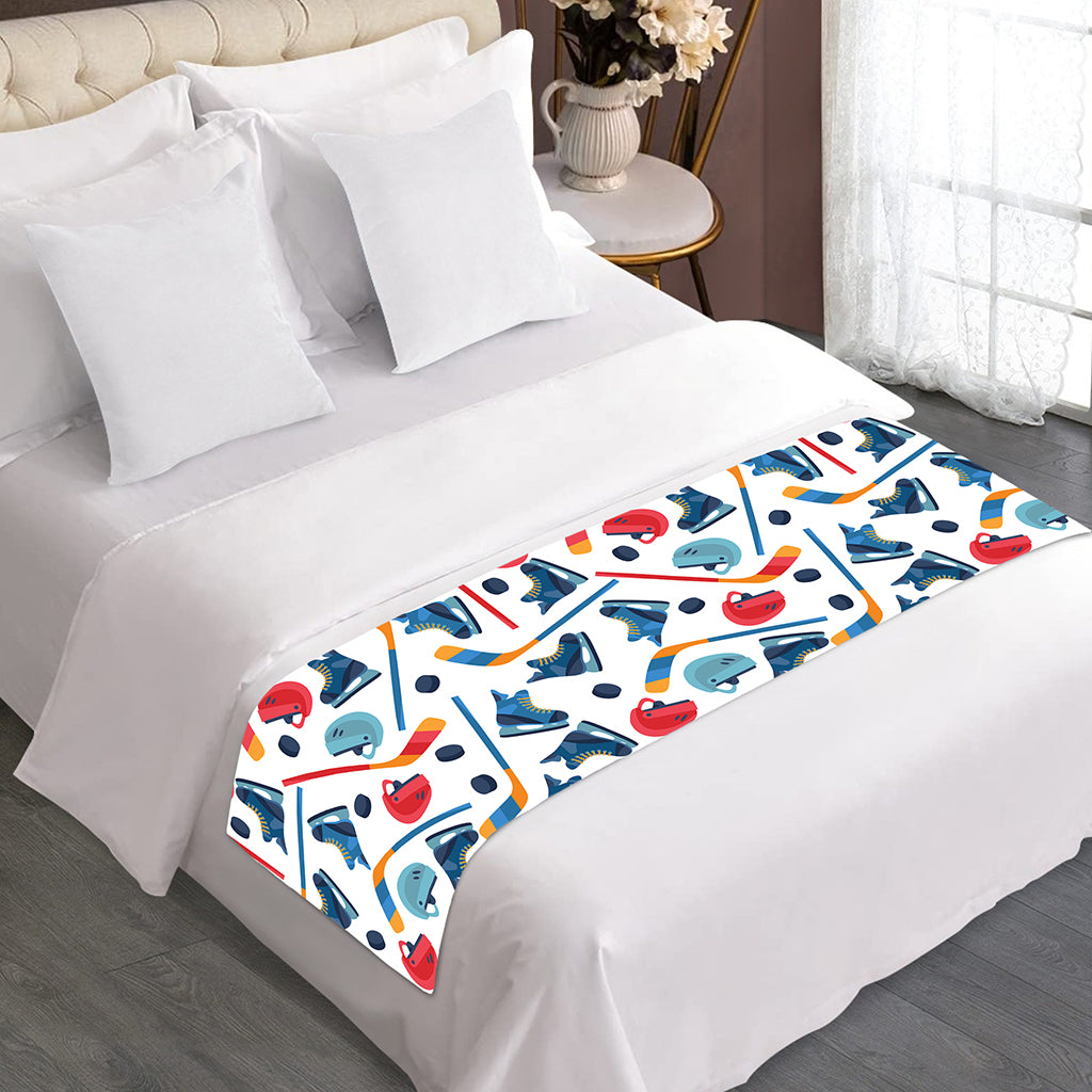 Hockey Equipment Pattern Print Bed Runner
