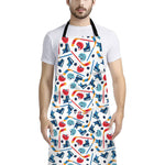 Hockey Equipment Pattern Print Bib Apron With Pocket