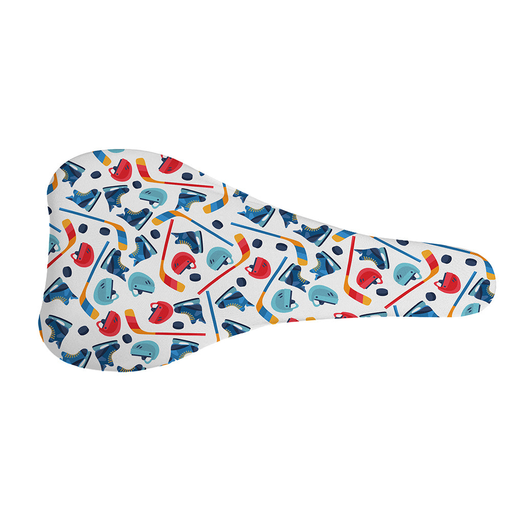 Hockey Equipment Pattern Print Bicycle Seat Cover