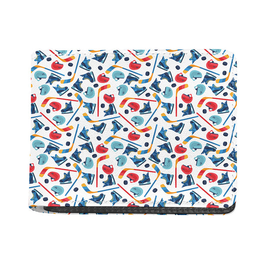 Hockey Equipment Pattern Print Bifold Wallet