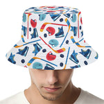 Hockey Equipment Pattern Print Bucket Hat