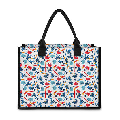 Hockey Equipment Pattern Print Canvas Tote Bag