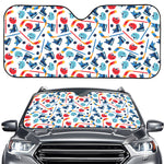 Hockey Equipment Pattern Print Car Windshield Sun Shade