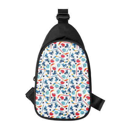 Hockey Equipment Pattern Print Chest Bag