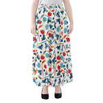 Hockey Equipment Pattern Print Chiffon Maxi Skirt