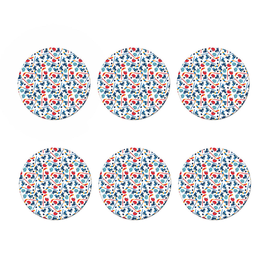 Hockey Equipment Pattern Print Coaster Set