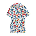 Hockey Equipment Pattern Print Cotton Hawaiian Shirt