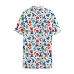 Hockey Equipment Pattern Print Cotton Hawaiian Shirt