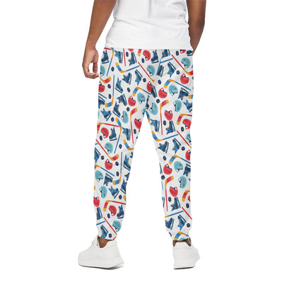 Hockey Equipment Pattern Print Cotton Pants