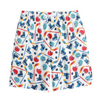 Hockey Equipment Pattern Print Cotton Shorts