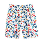 Hockey Equipment Pattern Print Cotton Shorts