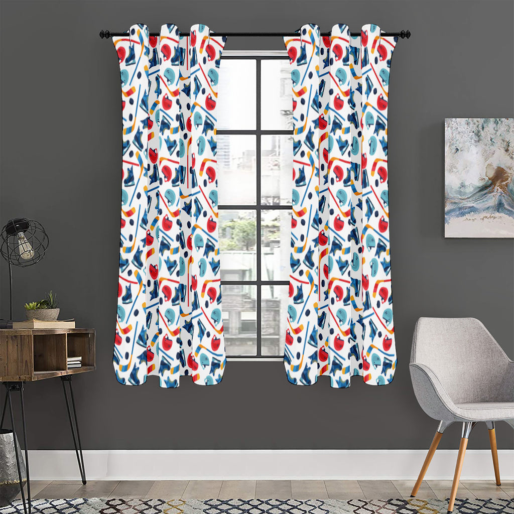 Hockey Equipment Pattern Print Curtain