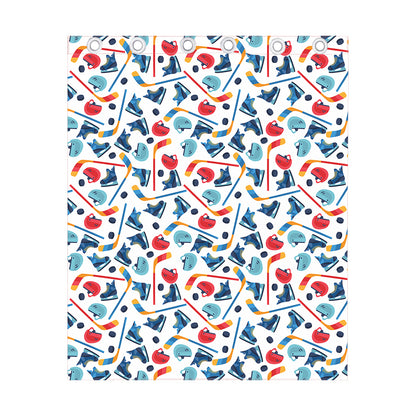 Hockey Equipment Pattern Print Curtain