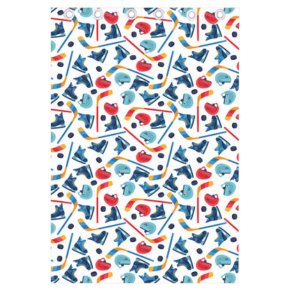 Hockey Equipment Pattern Print Curtain