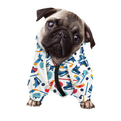 Hockey Equipment Pattern Print Dog Zip Up Hoodie