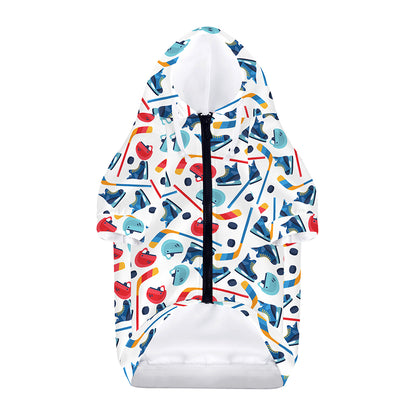 Hockey Equipment Pattern Print Dog Zip Up Hoodie