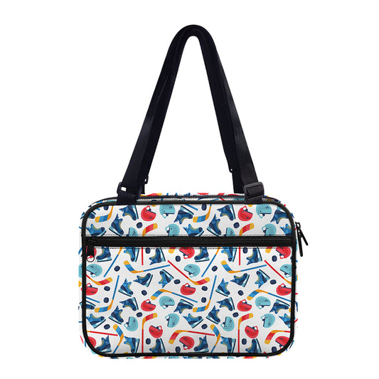 Hockey Equipment Pattern Print Double Strap Bible Bag