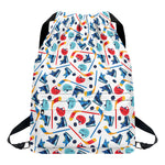 Hockey Equipment Pattern Print Drawstring Backpack