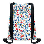 Hockey Equipment Pattern Print Drawstring Backpack