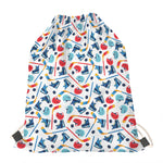 Hockey Equipment Pattern Print Drawstring Bag