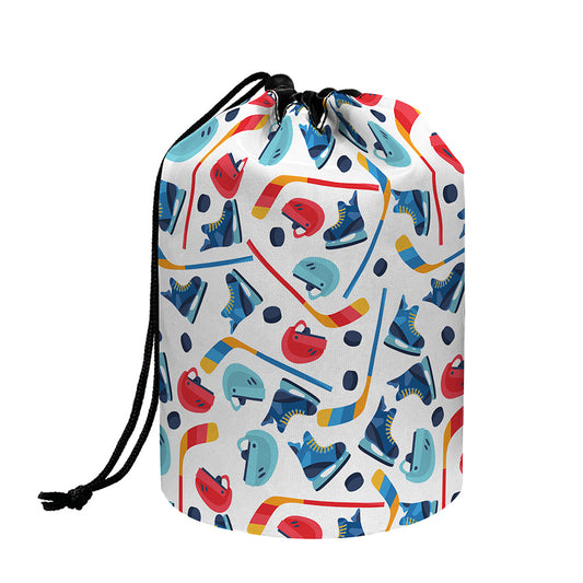 Hockey Equipment Pattern Print Drawstring Makeup Bag