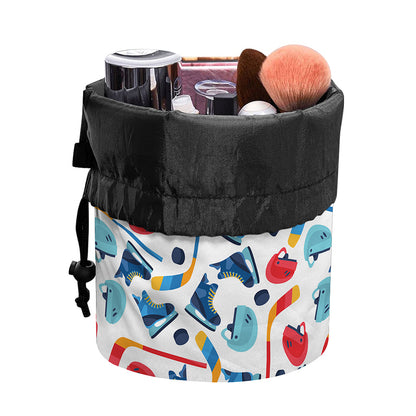 Hockey Equipment Pattern Print Drawstring Makeup Bag