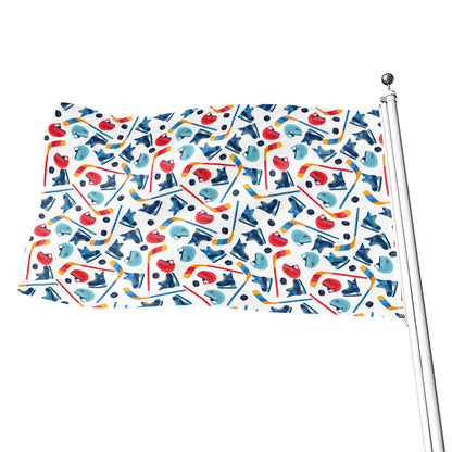 Hockey Equipment Pattern Print Flag