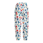 Hockey Equipment Pattern Print Fleece Lined Knit Pants