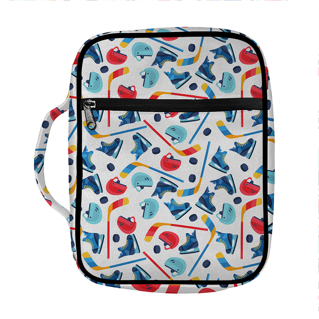 Hockey Equipment Pattern Print Front Pocket Bible Bag