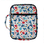 Hockey Equipment Pattern Print Front Pocket Bible Bag