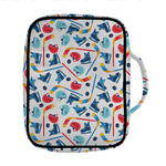 Hockey Equipment Pattern Print Front Pocket Bible Bag