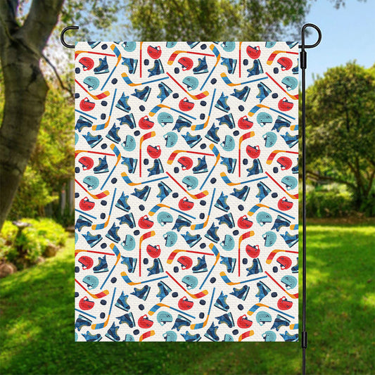 Hockey Equipment Pattern Print Garden Flag